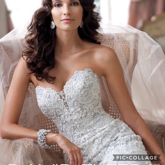 David Tutera Wedding Gown soft baby blue underly - Picture 14 of 15